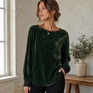 Il Velluto Green Velvet Top Silk Blend Italian Luxe Minimalist Quiet Luxury Boho